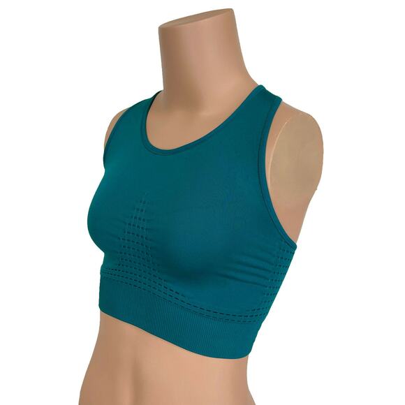 Sweaty Betty Stamina Sports Bra Sz XS 0 2 New $40 Blue Green Seamless Med Impact - Picture 2 of 11